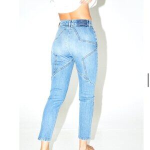 Vintage Revice Blue Denim Skinny Jeans Star Stitch Size 26 90s y2k